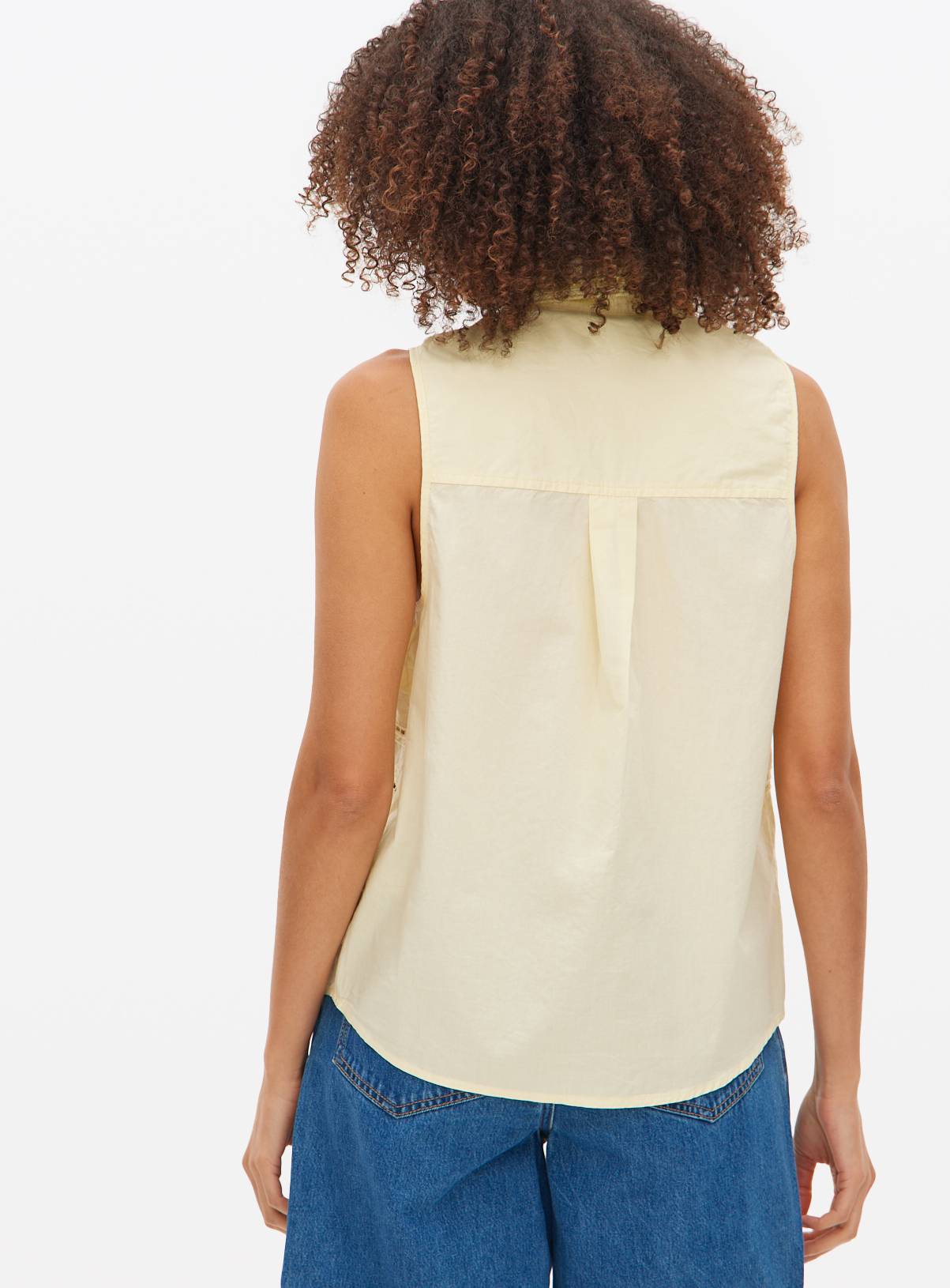 Light Yellow Broderie Detail Sleeveless Shirt 12 - Image 4